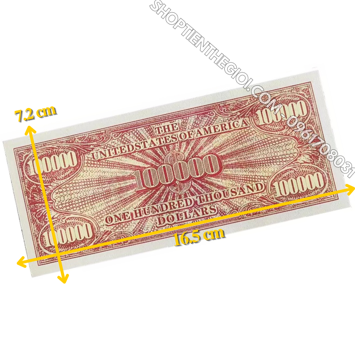 Tiền Lưu Niệm 100.000 USD Hình Tổng Thống Wilson Dạ Quang